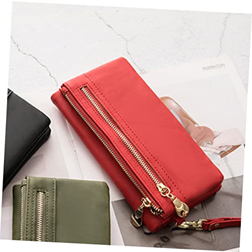 KESYOO Pu Leather Vintage Wallet for Women Red Multipurpose Clutch Purse Snap Closure for Cash and3