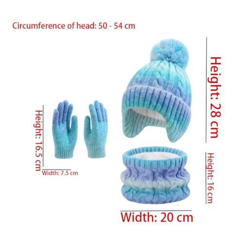 Kids Winter Hat and Gloves Set Neck Warmer Touchscreen Aged 2-8Y - image 3