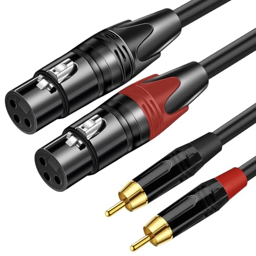 Image of XLR to RCA Cable Dual RCA to Dual Female XLR Stereo Audio Connection Microphone Cable (1.5 Meter)