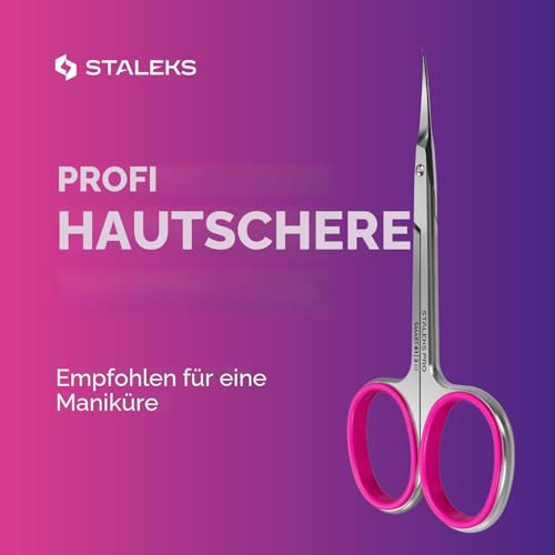 STALEKS PRO Smart 41/3 Nagelhautschere mit Haken, Edelstahl, Ergonomische Griffe, Sterilisierbar, Professionelle Maniküre