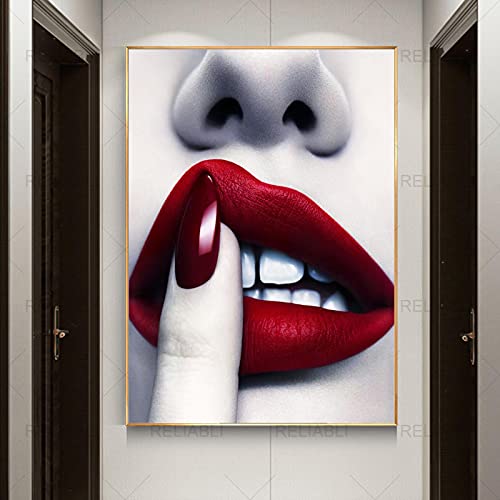 Toile lèvres rouges sexy pour rajeunir la déco d'un salon
