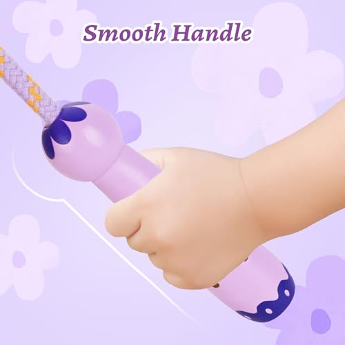 Homello Jump Rope for Kids - Wooden Handle - Adjustable Cotton Braided Fitness Skipping Rope for Toddler Fitness Workout Exercise Outdoor Activity - Image 4