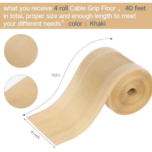 Image of WILLBOND Carpet Cord Cover Cable Protector Floor Cover Cable Protector Management Only for Commercial Office Carpet(39.37 ft,Khaki)
