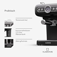 Klarstein Espresso Siebträgermaschine mit Milchaufschäumer, 1,2L Retro Mini-Espressomaschine mit Siebträger, 950 W Klein, Edelstahl-Kaffeemaschine für Cappuccino, Latte & Macchiato – Ansicht 5
