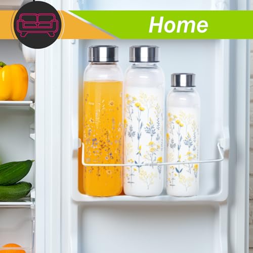 Clear Water Bottle 16 oz BPA Free Glass Drinking Bottle for Juice with Stainless Steel Lid and Neoprene Sleeve (16 ounce, Flourishing Flowers) - Image 4