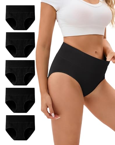 Image of INNERSY Women's Underwear Cotton Soft Underwear High Waisted Breathable Briefs 5 Pack