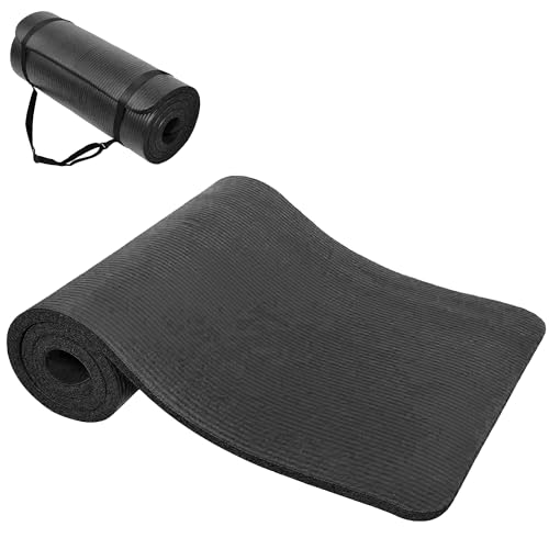 NeoStyle Yoga Mat Fitness & Exercise Mat with Easy-Cinch Yoga Mat Carrier Strap Thick 183 * 60 * 1cm Workout Mats for Yoga Pilates and Floor Exercise (Black)