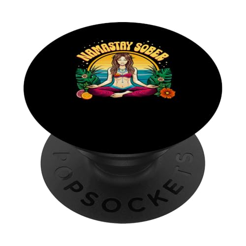 Namastay Sober Recovery Support Sobriety Mujer hawaiana PopSockets PopGrip Adhesivo
