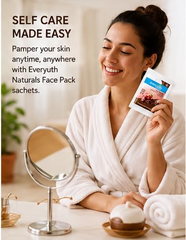 Image of Everyuth Naturals Tan Removal Chocolate & Cherry Face Pack Sachet | De-Tan & Brightening Face Pack | Paraben Free | Suitable for All Skin Types | Visible Results from 1st Use | 9g | Sachet | Pack of 10