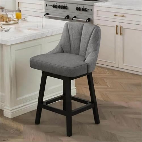 Image of YaFiti Bar Stool with Backs 1 Pcs, 26 inch Counter Height Bar Stools, Modern Linen Fabric Extra Upholstered Barstools with Square Solid Wood Legs for Kitchen Island, Dark Gray
