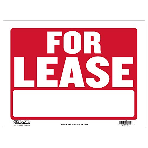 BAZIC 12" X 16" for Lease Sign, for Rent Rental House Home Apartment Car Auto Store Shops Business Waterproof Indoor Outdoor Store Wall Door Signage, 1-Pack