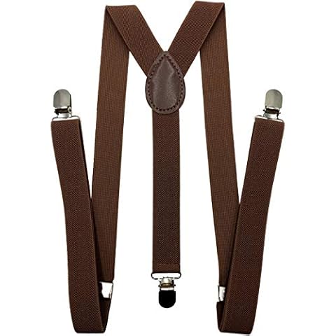 Consumable Depot Solid Color Suspenders Y-Back | Adjustable and Elastic | (Brown) Cover