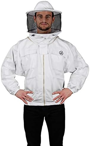 Humble Bee 310 Polycotton Beekeeping Jacket with Round Veil, XL, Linen White