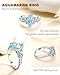 DAYBYDAY Marquise Ring 925 Sterling Silver Blue Butterfly Rings for Women Aquamarine Engagement Ring March Birthstone Ring Size 10