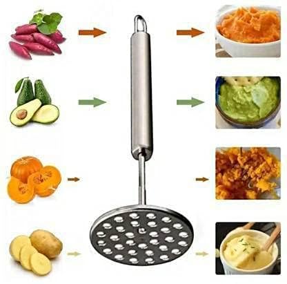 Image of Stainless Steel Potato mashers Whisker, Hand Tool Stainless Steel Mini Kitchen Whisk with Pav Bhaji Masher Best Kitchen Tool Combo for Your Home (Whisk 25CM and Masher 20CM)