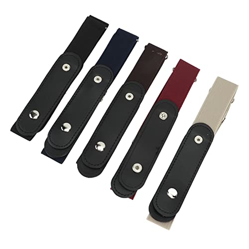 Tbest No Buckle Stretch Belt Adjustable Elastic Waist for Women Pants Dresses 5PCS Set Premium PU Imitation Leather Multi Color Coffee Navy Blue Burgundy