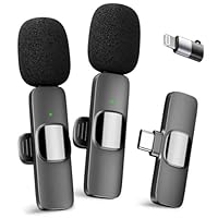 YRF Mikrofon für iPhone Android Handy, Kabelloses Lavalier Mikrofon, Plug&Play mini mikrofon 2,4GHz, USB-C&Lightning, Clip Mikrofon für Videoaufnahmen, TikTok, Vlogging, Interviews&Online-Unterricht