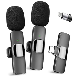 YRF Mikrofon für iPhone Android Handy, Kabelloses Lavalier Mikrofon, Plug&Play mini mikrofon