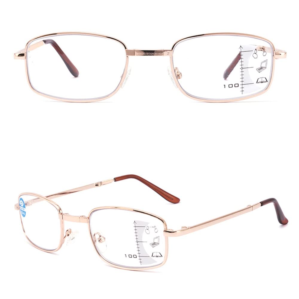 Gafas De Lectura Plegables Anti-Azul para Hombre Gafas De Lectura Bifocales con Protección UV Ayuda De Lectura Compacta con Funda Rígida (Color : Metallic, Size : +1.00)