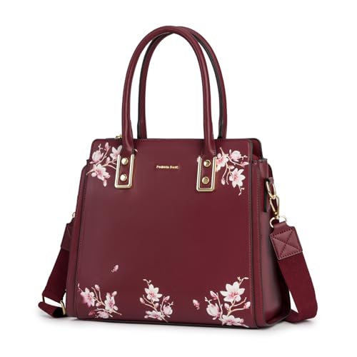 Pomelo Best Purses and Handbags for Women, PU Leather Tote Shoulder Bag Satchel Top Handle for ladies, Burgundy