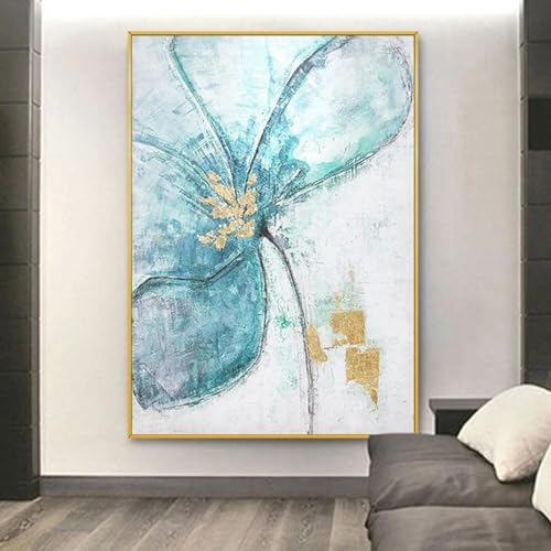Peinture à suspendre salon et grand tableau décoratif fleurs simples 85x120 cm