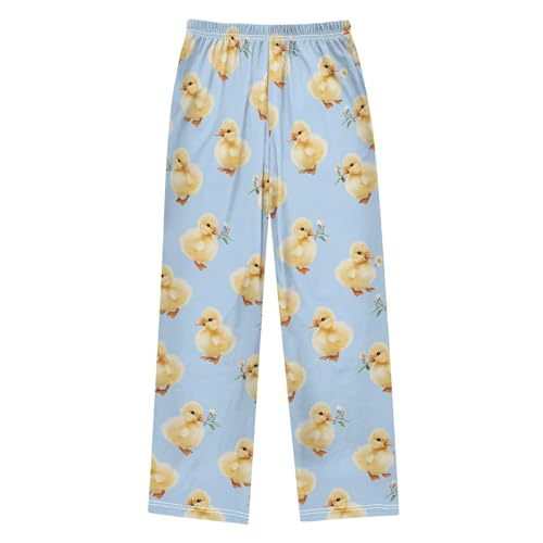Pajama Pants Lounge Sleep PJ Bottoms Sleepwear Elastic Waist Drawstring S Yellow Duck Daisy2