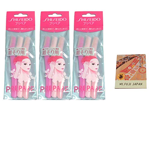 FT Shiseido Eyebrow Razor 3pcs x 3 Pack set (total 9 pcs) with Premium Oil Blotting Paper Value Set