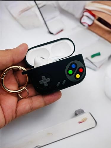 Image of SE HUB AirPods Pro 2 Case Compatible with Mag-Safe, Silicone Airpods Pro 2nd Generation Game Case with (Ring Carbaner and Hand Strap Included) 360 Protective Airpods Pro 2 Case (Game Pad) | Black