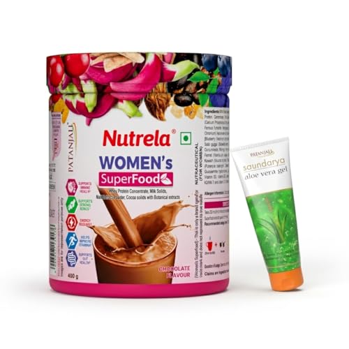 Image of Nutrela Women Superfoods Protein Powder - 400g, Chocolate | Everyday Fitness with Biofermented Multivitamins with Aloevera Gel