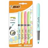 BIC Intensity, Highlighter Grip, Evidenziatori Pastello Colorati, Tecnologia Anti-Essicazione e Punta a Scalpello, 4 Unità, Cancelleria Scuola