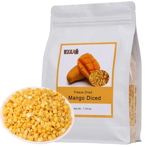 Freeze Dried Diced Mango 7.76oz Crispy Crunchy Snacks,No Sugar Ad...