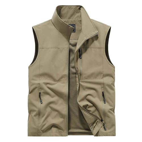 Chaleco de verano para hombre, chaleco de pescador, informal, chaleco de seguridad, chaleco de trabajo ligero, sin mangas, con muchos bolsillos, fotografía, tiro, viaje, camping, caza, chaleco