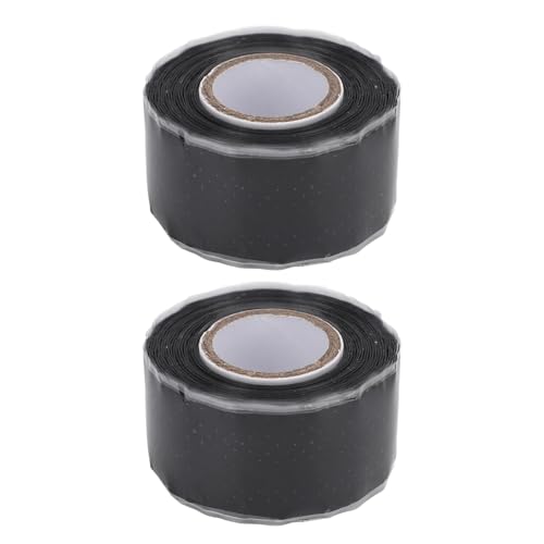 KunEchevyr 2 piezas de cinta autofusionante no adhesiva de 0,98 pulgadas x 9,84 pies, cinta de sellado a prueba de agua de goma negra para reparación de tuberías, aislamiento eléctrico y repa