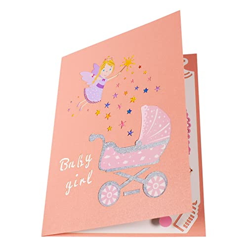 Magic Ants Baby Shower Card, Baby Girl Card, Congratulations Card, New Baby Greeting Card, Congrats Newborn Pop Up Card For New Birthday, First Birthday Card For Girl Pink, 3D Baby Carriage Card #TOP5