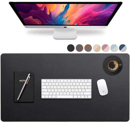 Vine Creations Leather Desk Mat Large 32" x 17", Desk Protector Mat, PU Leather Desk Pad, Large Mouse Pad, Desk Blotter, Desk Pads on Top of Desks, Desk Matt for Desktop, Office Desk Mat (Black)