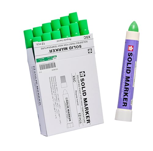 SAKURA SOLID MARKER - Mess-Free Paint Marker for Indoor & Outdoor Applications - Multi-Surface - Low Odor No Drip & Non-Toxic - Quick Drying in 5-10 Minutes - 13mm Tip - Fluorescent Green - 12 Count