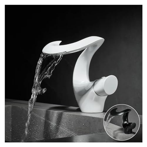 Robinet mitigeur de lavabo cascade de salle de bain noir blanc