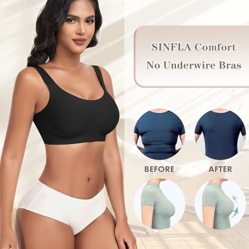 Image of Wireless Bras for Women No Underwire Seamless Full Coverage Comfortable Everyday Bra with Medium Support