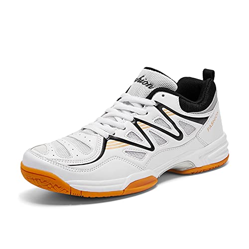 Men's Outdoor Sneakers Tennis Lightweight Sneakers Breathable Wear-Resistant Casual Running Shoes White and Black EU 46