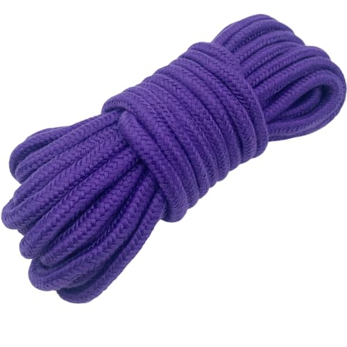 Jukway Cord 8 mm 10 Metres Soft Solid Braided Cotton Rope Cotton Cord Cotton Knot Tie Rope Thick All-Purpose Rope Cord for Bundling, Crafts, DIY Decoration (10 m Purple, 1)