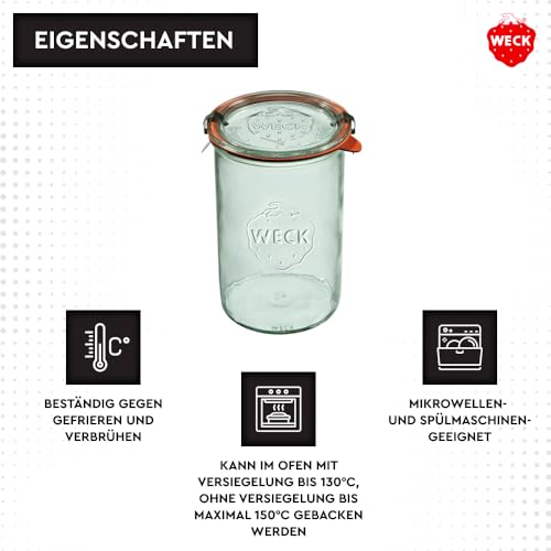 Weckgläser 1000 ml im 6er Set mit Deckel und Dichtung