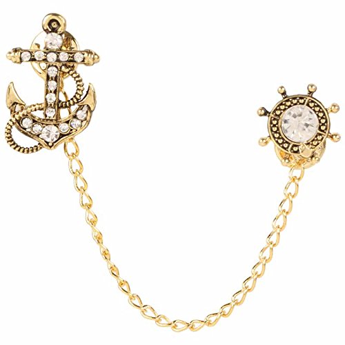 tripin Anchor Shape Lapel PIN Brooch for Men with Chain for Wedding Party in A Gift Box TSHOGOLDCOLLARCHAIN971-picture-12