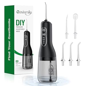 OasiSmile Munddusche Elektrische Kabellos Testsieger 2026: 300ml Wassertank, 4 Modi & 5 Düsen, 40 Tage, IPX7 Wasserdicht Oral Irrigator zur Tägliche Tiefenreinigung für Zahnpflege zuhause & Reisen
