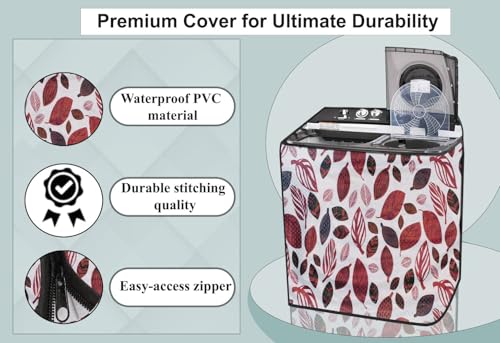 Image of Stylista Washing Machine Cover Compatible for GODREJ 6.2KG Semi-Automatic Top Loading GWS 6203 PPD, Ditzy Pattern Offwhite Base