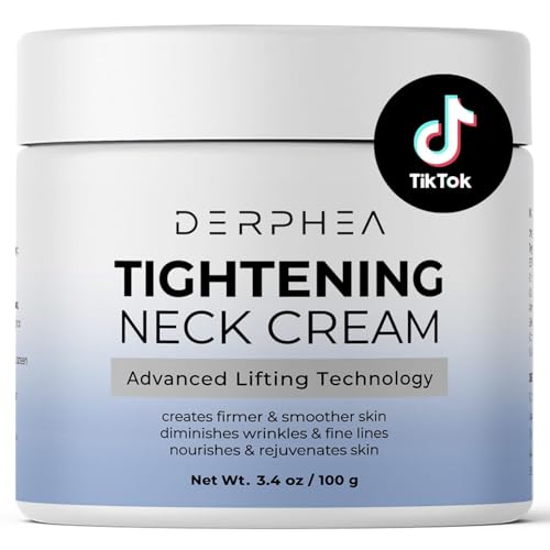 DERPHEA Neck Cream For Tightening And Firming: Advanced Neck Tightening Cream - Tighten And Lift Neck Cream For Wrinkle & Fine lines - Loose & Sagging Skin On Face, Neck, Chest & Decollete - 3.4 Oz