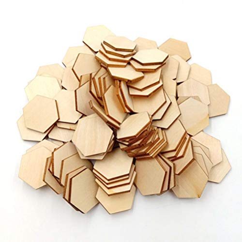 MILISTEN 200 Stück Sechseckige Holz-Stücke Sechseckig Schnitt Weihnachten DIY Dekoration 30 mm