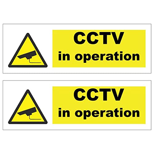 Haobase 2PCS Security Notice CCTV In Operation Sign - Self Adhesive Vinyl Sticker (15cm x 5cm)