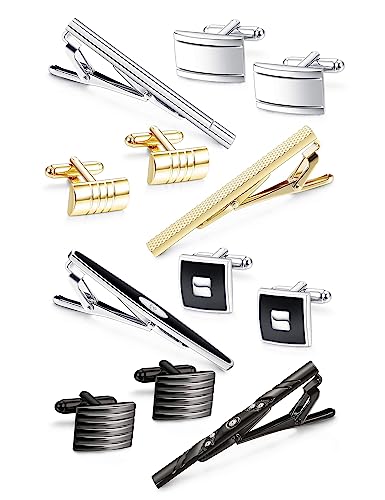 Jstyle Tie Clip And Cufflink Set For Mens Tie Bar Clips Cufflinks Shirt Wedding Business With Gift Box #TOP17