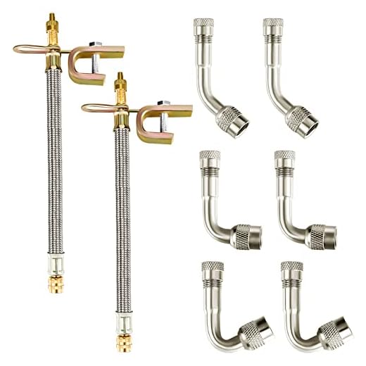 8 Pieces Tire Valve Stem Extension Includes 2 Pieces Dual Tire Valve Extension 6 Pieces Valve Extender Adaptor for Dual Wheels Passenger Cars RV Stroller Bicycles Motorcycles Trailers, 7.1 Inches