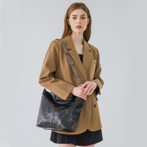 Image of Fashion Hobo Bags for Women Vegan Leather Crossbody Bag with Guitar Strap Shoulder Purses and Handbags